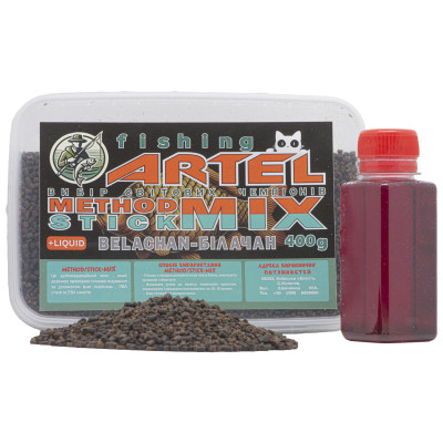 Пеллетс Fishing ARTEL Method Stick Mix, 400г (Білачан) + Ліквід