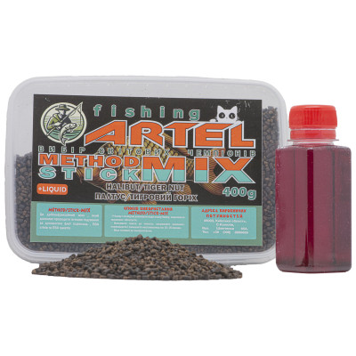 Пеллетс Fishing ARTEL Method Stick Mix, 400г (Палтус/Тигровий горіх) + Ліквід