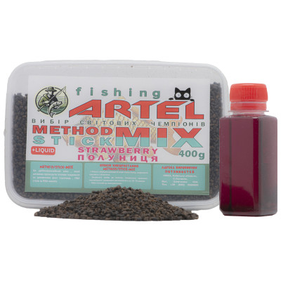 Пеллетс Fishing ARTEL Method Stick Mix, 400г (Полуниця) + Ліквід