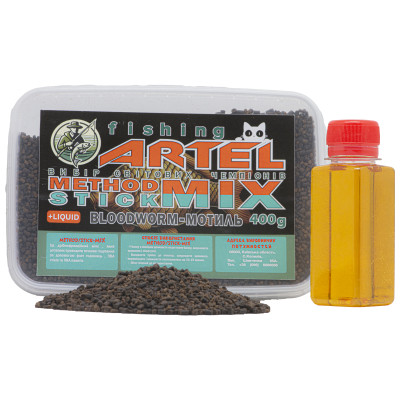 Пеллетс Fishing ARTEL Method Stick Mix, 400г (Мотиль) + Ліквід