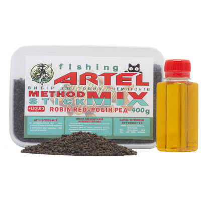 Пеллетс Fishing ARTEL Method Stick Mix, 400г (Робін ред) + Ліквід